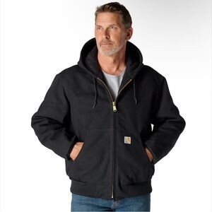 Carhartt Loose Fit Duck Insulated Flannel Lined Hooded Jacket XL Tall Black